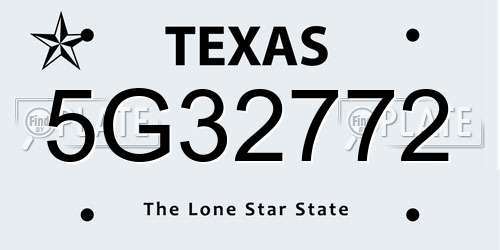 5G32772 Texas License Plate