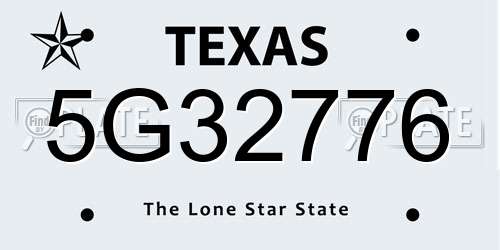 5G32776 Texas License Plate