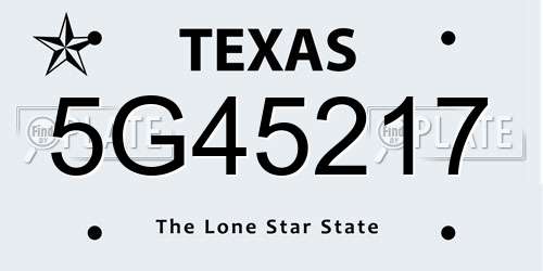 5G45217 Texas License Plate