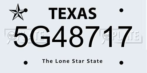 5G48717 Texas License Plate