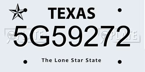 5G59272 Texas License Plate