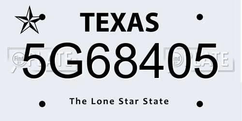 5G68405 Texas License Plate