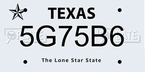 5G75B6 Texas License Plate