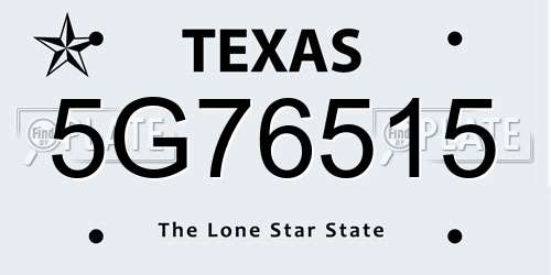 5G76515 Texas License Plate