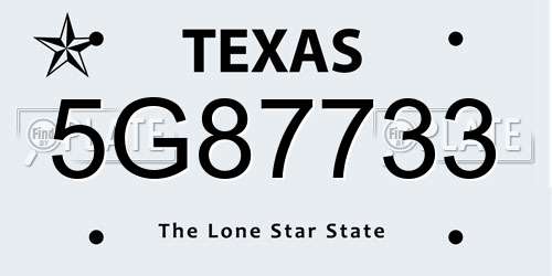 5G87733 Texas License Plate