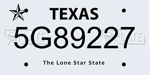 5G89227 Texas License Plate