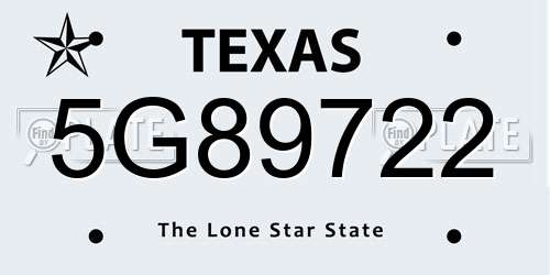 5G89722 Texas License Plate