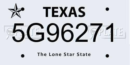5G96271 Texas License Plate