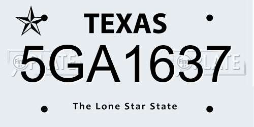 5GA1637 Texas License Plate