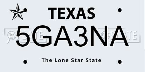 5GA3NA Texas License Plate