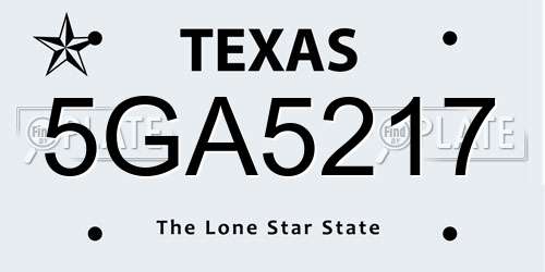 5GA5217 Texas License Plate