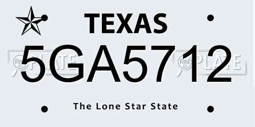 5GA5712 Texas License Plate