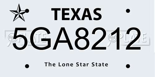 5GA8212 Texas License Plate