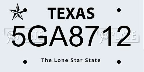 5GA8712 Texas License Plate