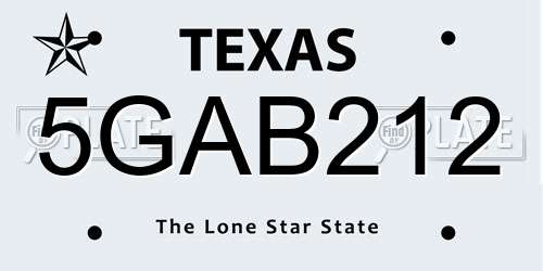 5GAB212 Texas License Plate