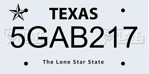 5GAB217 Texas License Plate