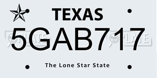 5GAB717 Texas License Plate