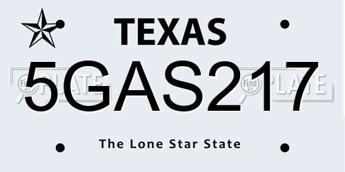 5GAS217 Texas License Plate