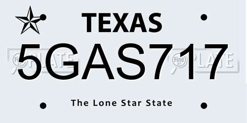 5GAS717 Texas License Plate