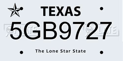 5GB9727 Texas License Plate