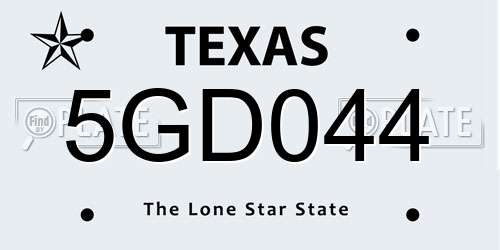 5GD044 Texas License Plate
