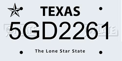 5GD2261 Texas License Plate