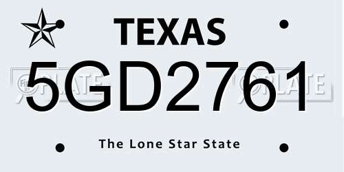5GD2761 Texas License Plate