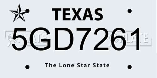 5GD7261 Texas License Plate