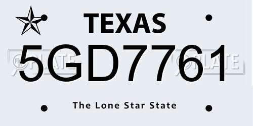 5GD7761 Texas License Plate