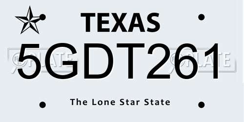 5GDT261 Texas License Plate