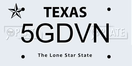 5GDVN Texas License Plate