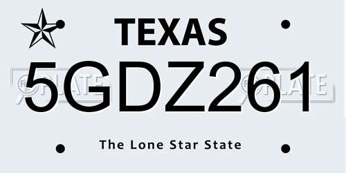 5GDZ261 Texas License Plate