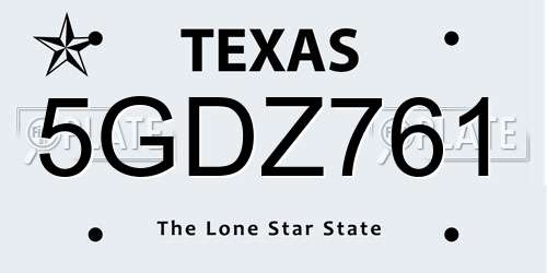 5GDZ761 Texas License Plate