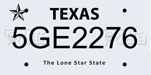 5GE2276 Texas License Plate