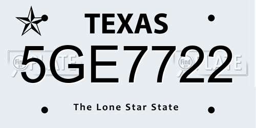 5GE7722 Texas License Plate