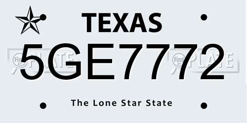 5GE7772 Texas License Plate