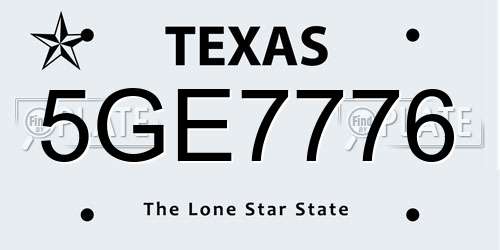 5GE7776 Texas License Plate