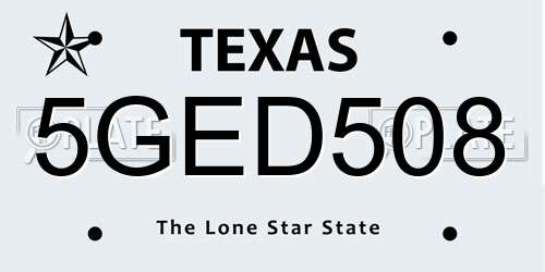 5GED508 Texas License Plate