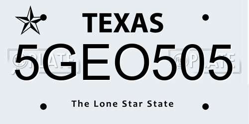 5GEO505 Texas License Plate