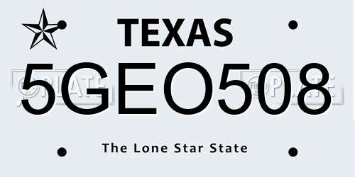 5GEO508 Texas License Plate