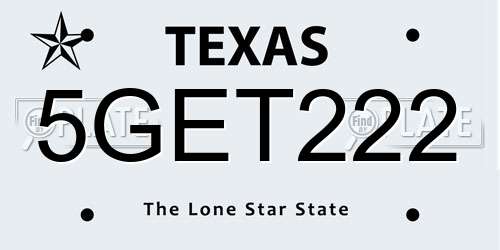 5GET222 Texas License Plate
