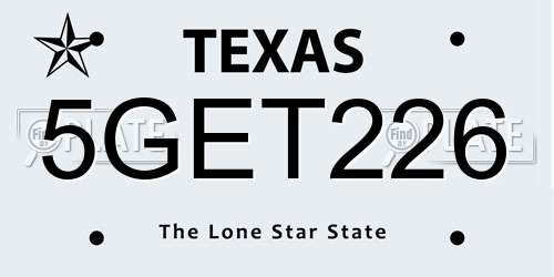 5GET226 Texas License Plate