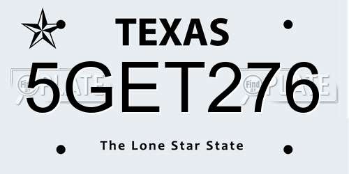 5GET276 Texas License Plate