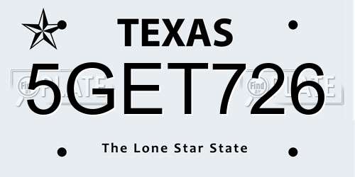 5GET726 Texas License Plate