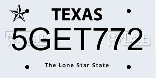 5GET772 Texas License Plate