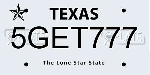 5GET777 Texas License Plate