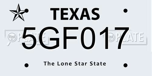 5GF017 Texas License Plate