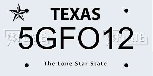 5GFO12 Texas License Plate