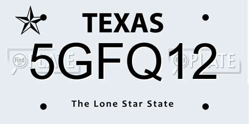 5GFQ12 Texas License Plate