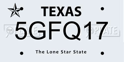 5GFQ17 Texas License Plate